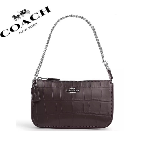 NWT COACH Nolita 19 Croc-Embossed Leather Chain‎ Handle Mini Bag - Picture 1 of 6
